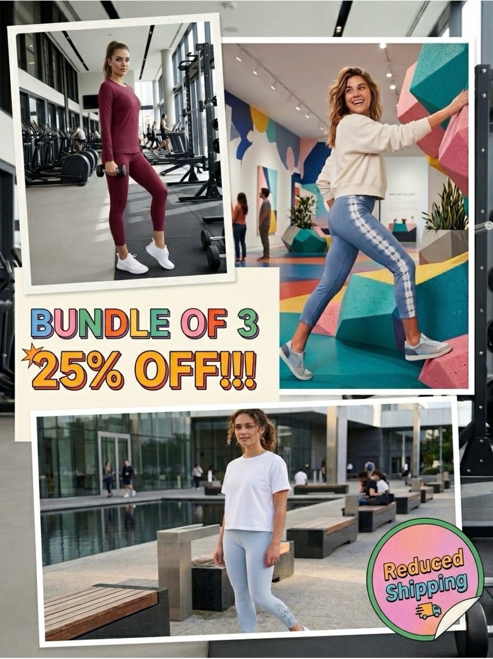 Bundle of 3, 25% OFF + Reduced Shipping! - Women's High-Rise Active Leggings